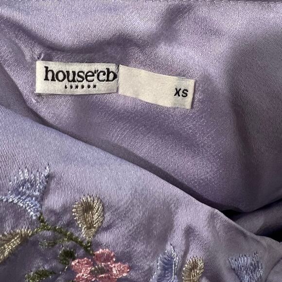 House of CB Christa Embroidered Lavender Mini Dress Size XS Extra Small - Picture 7 of 9